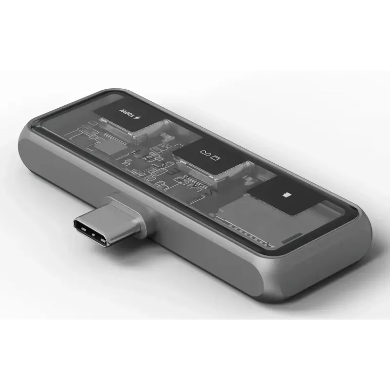 Dock para portátil Satechi ST-HXRSDM — docking USB 3.2 Gen 2 Type-C con 100W PD, lector MicroSD, gris