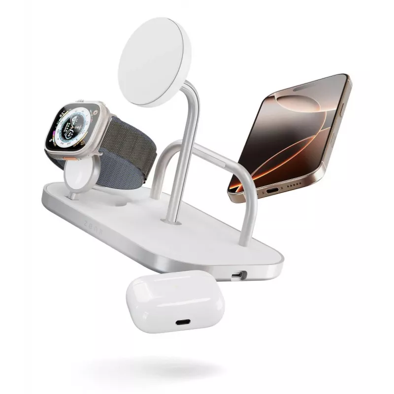 Cargador portátil ZENS ZEDC29W/00 carga rápida inalámbrica plateado blanco