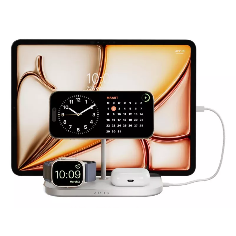 Cargador portátil ZENS ZEDC29W/00 carga rápida inalámbrica plateado blanco