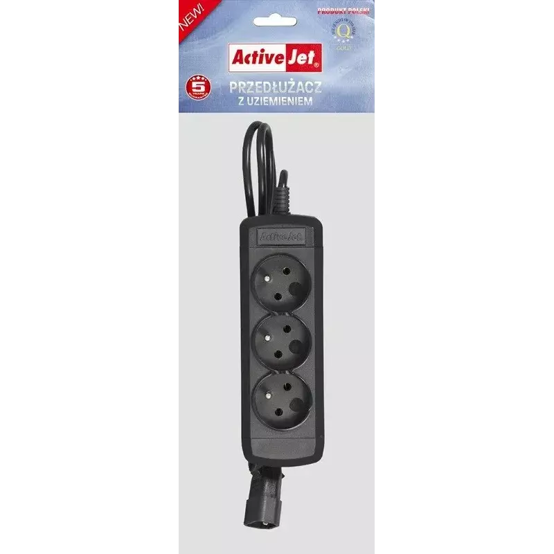 Activejet COMBO-IEC-3G/1.5M alargador, 3 tomas tipo E (UTE), 10 A, 1,5 m, negro