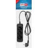 Regleta ActiveJet 3GNU - 3M - C, 3 tomas tipo E, cable de 3 m, 230 V, 10 A, negra