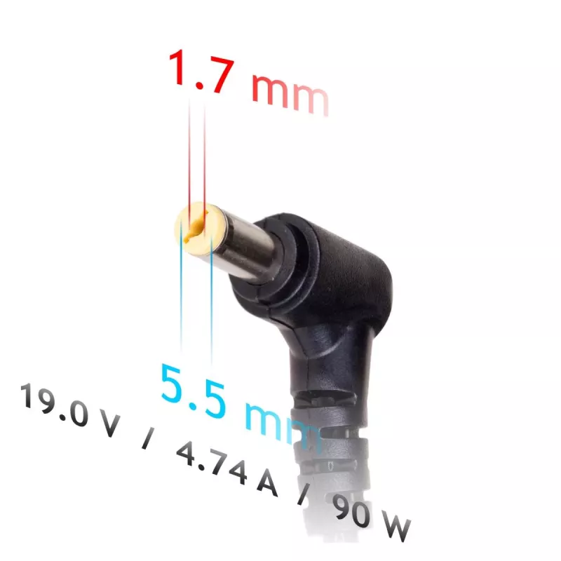 Fuente de alimentación para portátil Akyga AK-ND-12 para Acer, 90 W, 19 V / 4,74 A, 5,5 x 1,7 mm