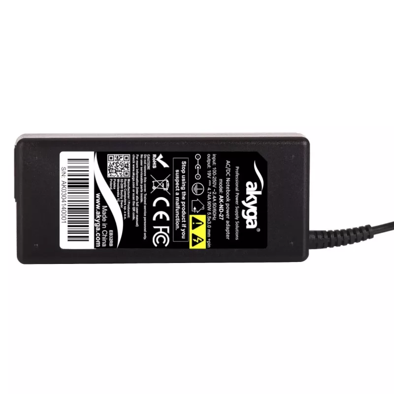Fuente de alimentación para portátil Akyga AK-ND-27 para Samsung, 90 W, 19 V, 4,74 A, 5,5 x 3,0 mm + pin