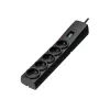 Alargador eléctrico EVER Classic 5 m — 5 tomas schuko, 230 V, 10 A, protección contra sobretensiones, negro