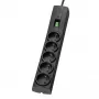 Alargador eléctrico EVER Classic 5 m — 5 tomas schuko, 230 V, 10 A, protección contra sobretensiones, negro