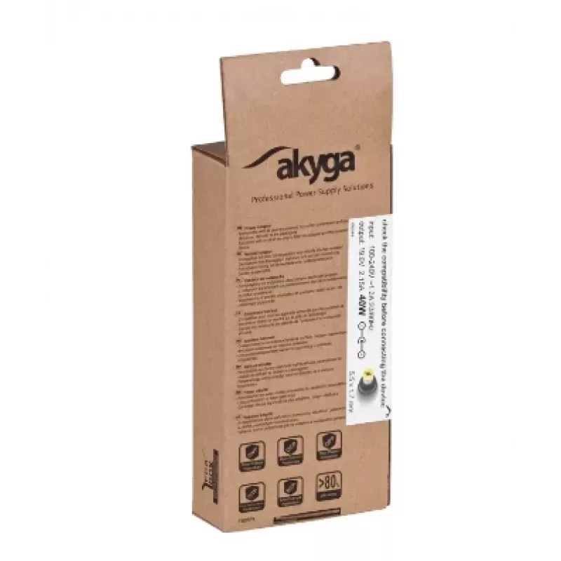 Fuente de alimentación para portátil Akyga AK-ND-47 para Acer, 40 W, 19 V / 2,15 A, 5,5 x 1,7 mm