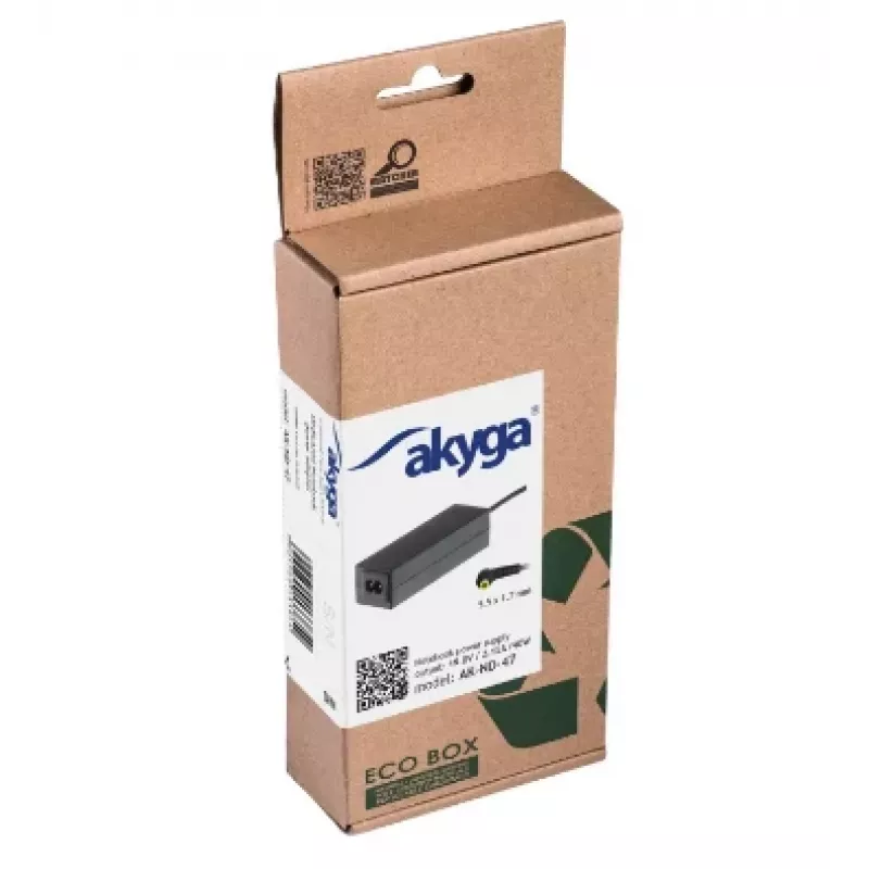 Fuente de alimentación para portátil Akyga AK-ND-47 para Acer, 40 W, 19 V / 2,15 A, 5,5 x 1,7 mm