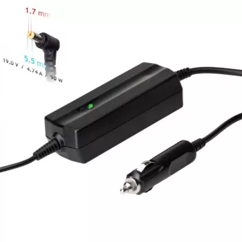 Fuente de alimentación para portátil de coche Akyga AK-ND-43 para Acer, 90 W, 19 V / 4,74 A, 5,5 x 1,7 mm, entrada 12 V