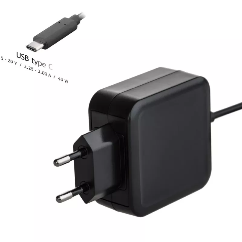 Fuente de alimentación para portátil USB-C Akyga AK-ND-60 45 W, Power Delivery, 5–20 V, 1,2 m