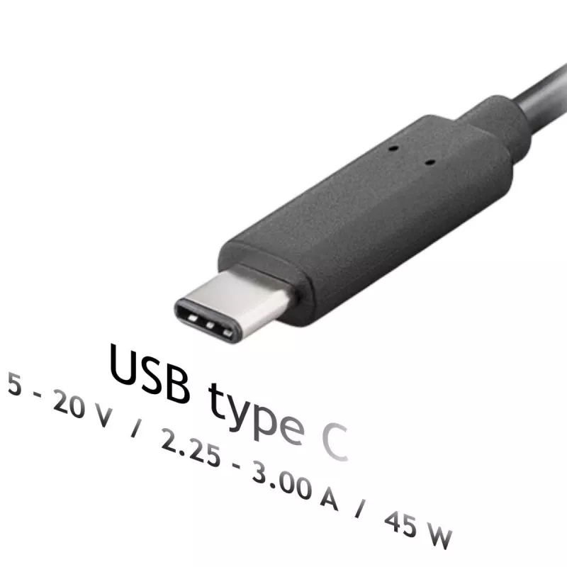 Fuente de alimentación para portátil USB-C Akyga AK-ND-60 45 W, Power Delivery, 5–20 V, 1,2 m