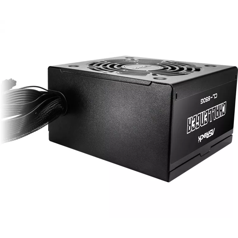 Fuente de alimentación ASROCK CL-650G Challenger 650 W 20+4 pin ATX 80 PLUS Gold, ventilador de 120 mm, negra