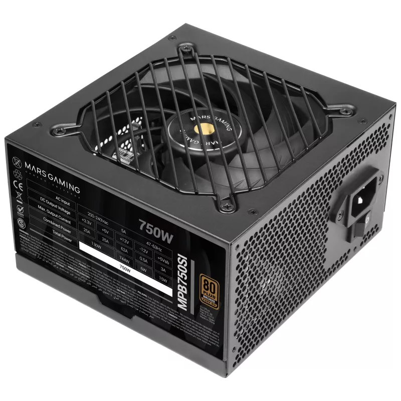 Mars Gaming MPB750SI fuente de alimentación 750 W 24-Pin ATX ATX negra