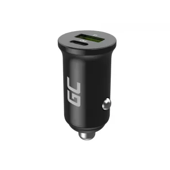 Cargador para coche Green Cell CADM-GC-38AC 38W, 1x USB-C (PD 3.0) + 1x USB-A, carcasa de aluminio, negro