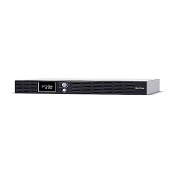 Sistema de alimentación ininterrumpida CYBERPOWER OR1000ERM1U — 1 kVA (600 W), Line-Interactive, rack 1U, 6× salidas C13, LCD, plata