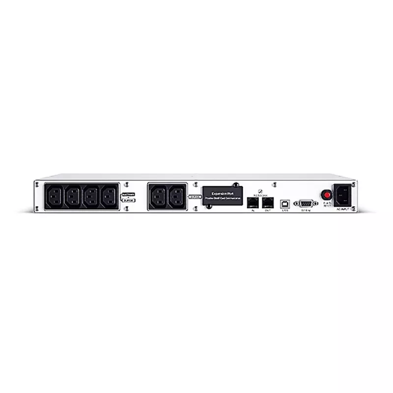 Sistema de alimentación ininterrumpida CYBERPOWER OR1000ERM1U — 1 kVA (600 W), Line-Interactive, rack 1U, 6× salidas C13, LCD, plata