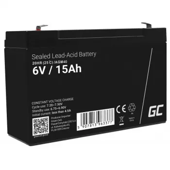 Batería para SAI Green Cell AGM40 — VRLA AGM 6V 14Ah, plomo-ácido sellada, 94×50×151 mm, 1,8 kg