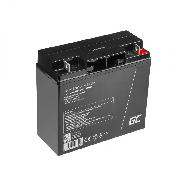 Green Cell AGM51 batería AGM de plomo-ácido sellada, VRLA, 12 V 17 Ah, sin mantenimiento, 77×181×167 mm