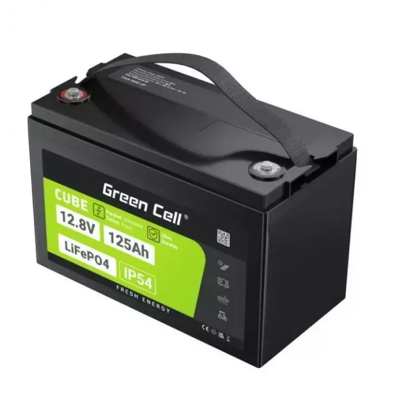 Green Cell CUBE LFPGC12V125AH batería LiFePO4 12,8 V 125 Ah 1600 Wh, IP54, 13,5 kg