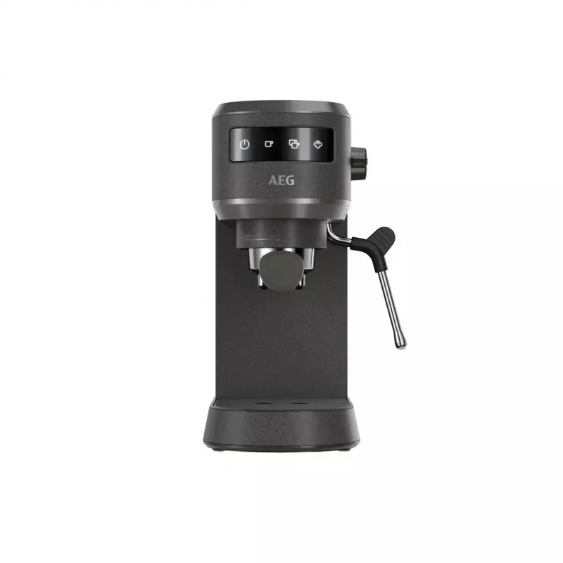 Cafetera espresso AEG EC6-1-6BST, manual, de sobremesa, depósito de agua 1,0 l, 15 bar, espumador de leche, 1450 W, control táctil, negro