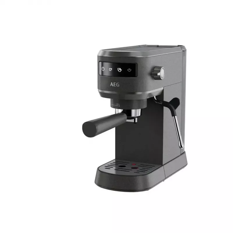 Cafetera espresso AEG EC6-1-6BST, manual, de sobremesa, depósito de agua 1,0 l, 15 bar, espumador de leche, 1450 W, control táctil, negro