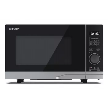 Microondas solo Sharp YC-PS204AE-S, 20 L, 800 W, control táctil LED, 10 niveles de potencia, plato giratorio 24,5 cm, plata