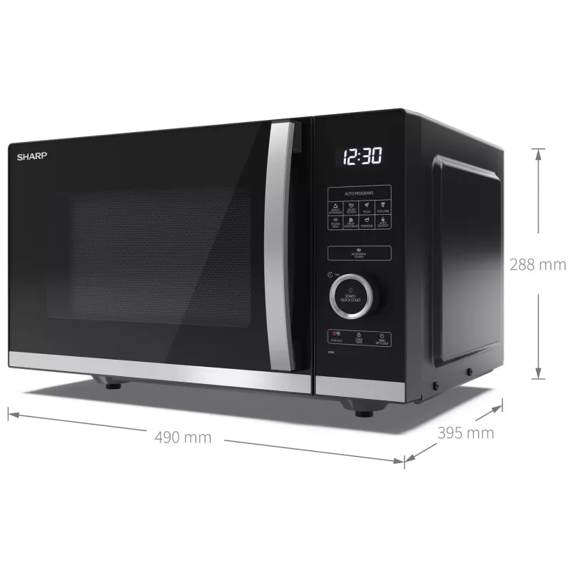 Microondas Sharp YC-QS254AE-B negro, acero inoxidable microondas solo de sobremesa 25 l 900 W