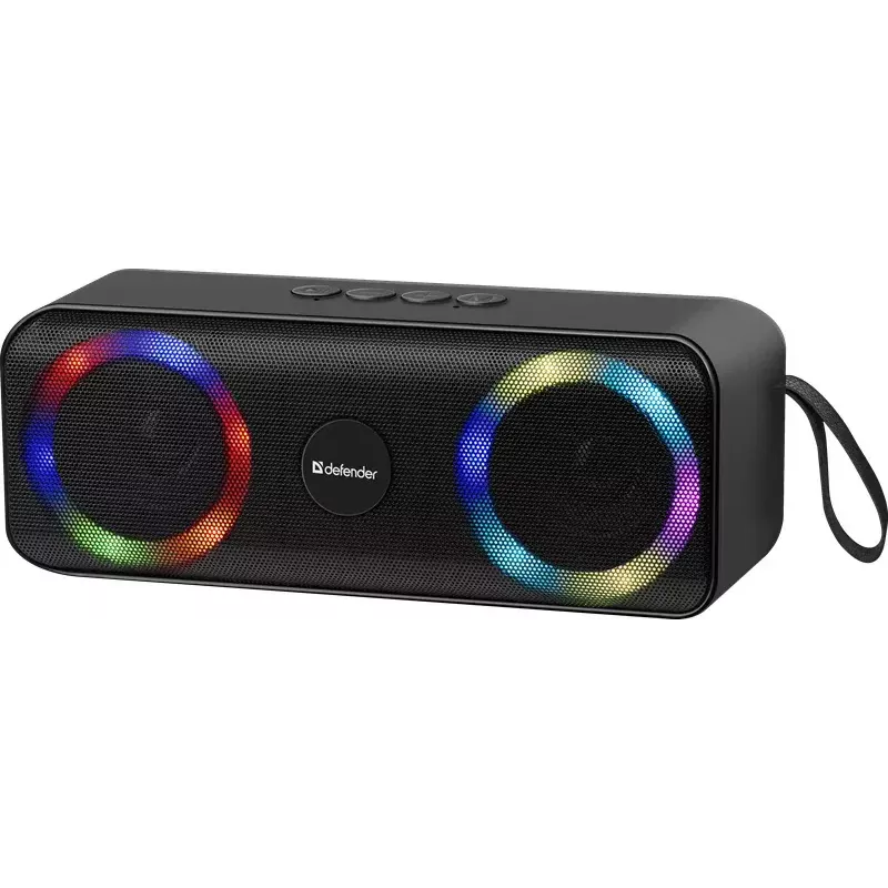 Altavoz Bluetooth mono portátil DEFENDER Q1 negro, 10 W RMS, 1200 mAh, Bluetooth 5.0, MicroSD, FM, AUX, USB