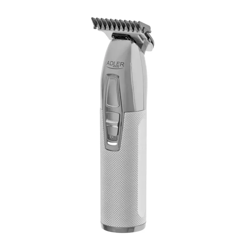 Recortadora de barba Adler AD 2836S, batería de litio inalámbrica, 0,9–6 mm, 4 niveles de longitud, cuchillas de acero inoxidable, plateada