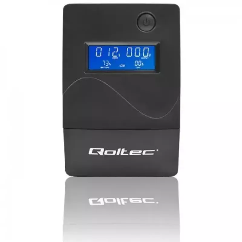 Qoltec Monolith 53979 SAI (UPS), line-interactive, 850 VA / 480 W, 2 tomas Schuko, LCD, USB, RJ45