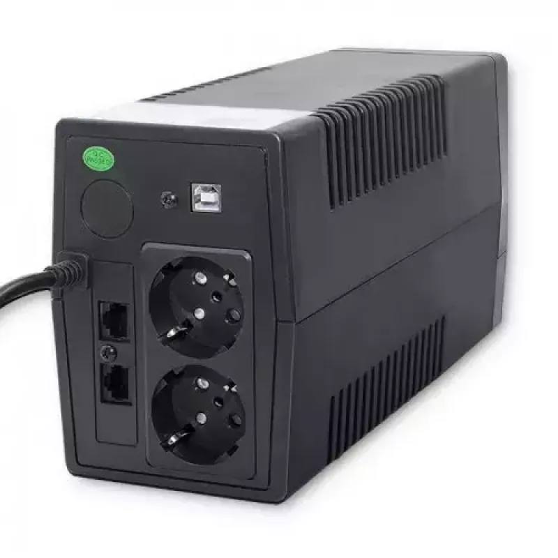 Qoltec Monolith 53979 SAI (UPS), line-interactive, 850 VA / 480 W, 2 tomas Schuko, LCD, USB, RJ45
