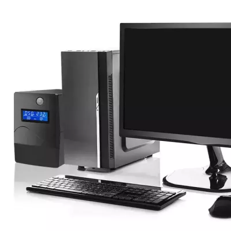 Qoltec Monolith 53979 SAI (UPS), line-interactive, 850 VA / 480 W, 2 tomas Schuko, LCD, USB, RJ45