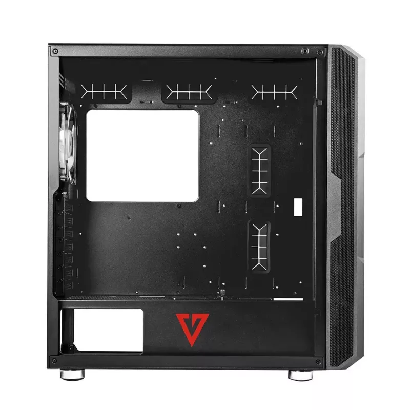 Caja de PC MODECOM AMIRANI ARGB Midi Tower, negra, cristal templado, 2x200mm frontales + 1x120mm trasero, USB-A 2x, USB-C 1x, compatible ATX/ITX, GPU hasta 35 cm