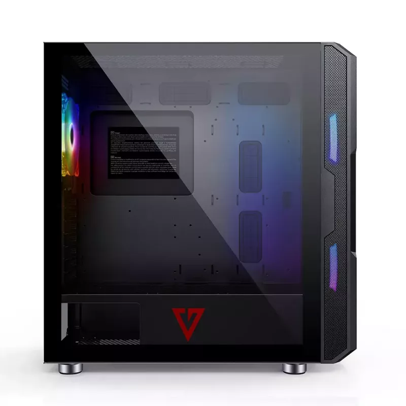 Caja de PC MODECOM AMIRANI ARGB Midi Tower, negra, cristal templado, 2x200mm frontales + 1x120mm trasero, USB-A 2x, USB-C 1x, compatible ATX/ITX, GPU hasta 35 cm