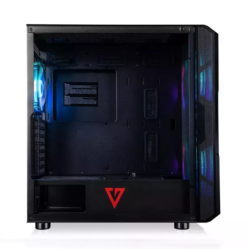 Caja de PC MODECOM AMIRANI ARGB Midi Tower, negra, cristal templado, 2x200mm frontales + 1x120mm trasero, USB-A 2x, USB-C 1x, compatible ATX/ITX, GPU hasta 35 cm