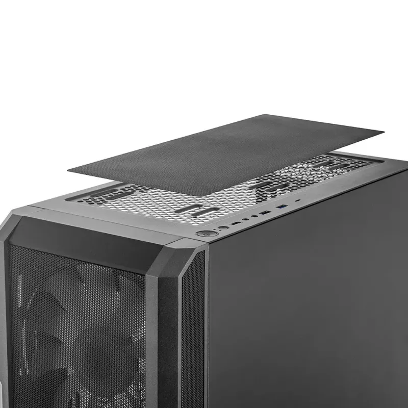 Caja de PC MODECOM AMIRANI ARGB Midi Tower, negra, cristal templado, 2x200mm frontales + 1x120mm trasero, USB-A 2x, USB-C 1x, compatible ATX/ITX, GPU hasta 35 cm