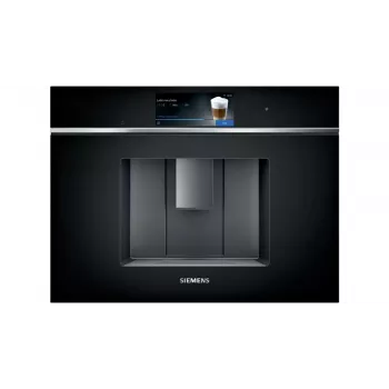Cafetera de espresso empotrable Siemens CT718L1B0 – depósito de agua de 2,4 litros, 19 bar, molinillo integrado y espumador de leche, pantalla táctil TFT, negra
