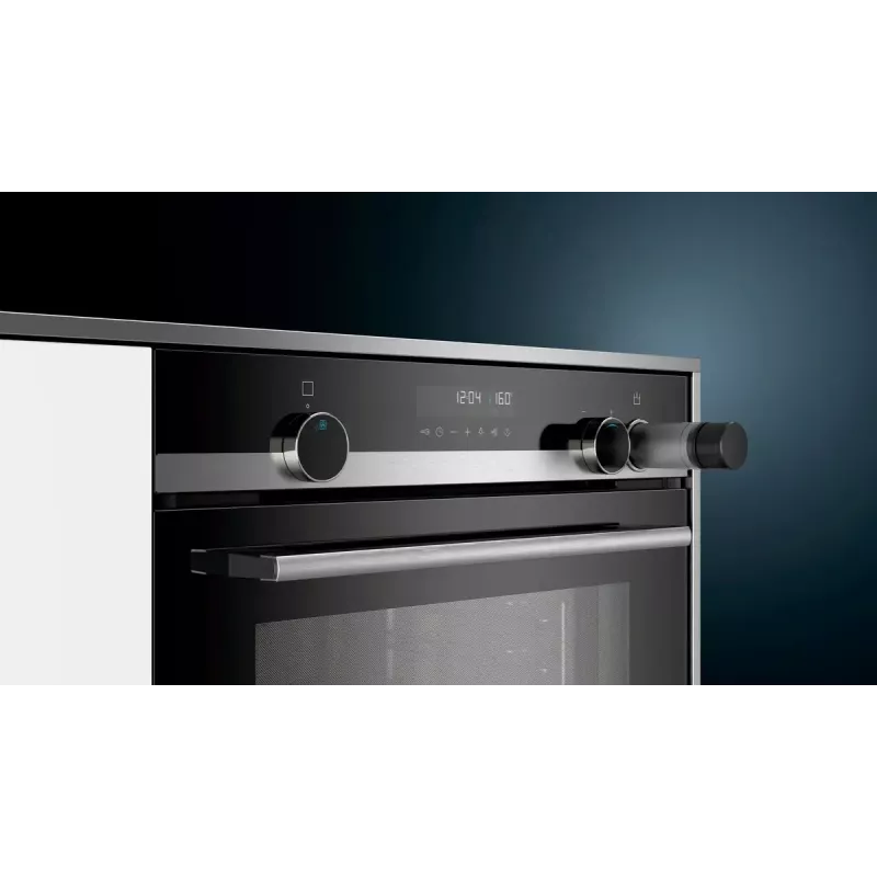 Horno eléctrico empotrable Siemens iQ500 HR538ABS1, 71 L, negro, acero inoxidable, pantalla LCD