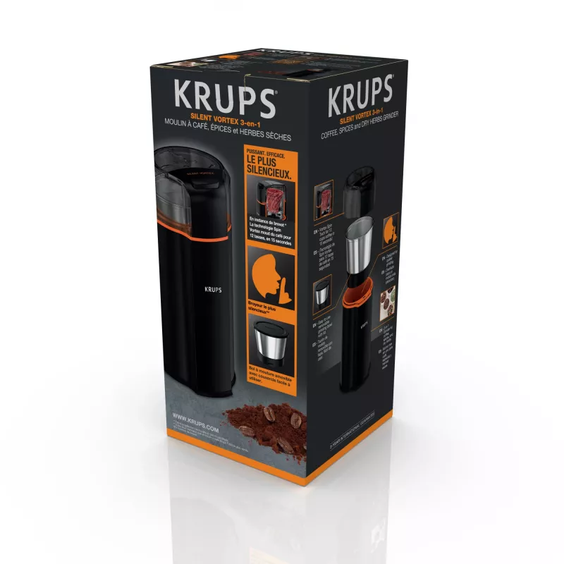Molino de cuchillas Krups Silent Vortex GX3328 175 W negro 90 g de capacidad