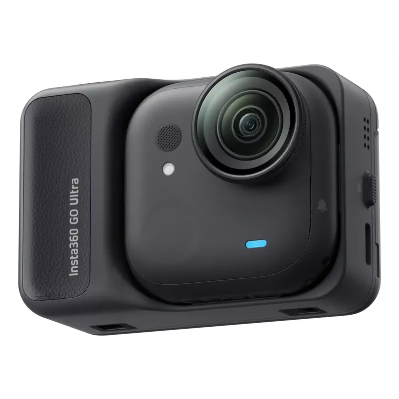Insta360 GO Ultra Standard Bundle cámara de acción, 4K Ultra HD 3840x2880, sensor de 1/1,28 pulgadas, 240 fps, Wi-Fi, Bluetooth 5.4, pantalla táctil abatible de 2,5 pulgadas, MicroSD, 52,9 g, negra