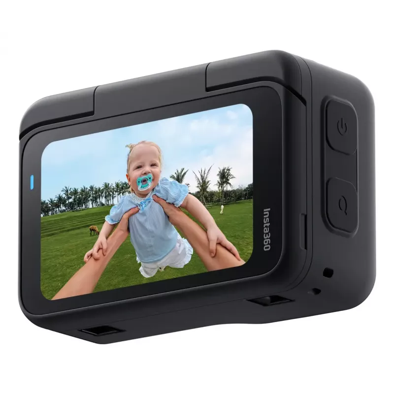 Insta360 GO Ultra Standard Bundle cámara de acción, 4K Ultra HD 3840x2880, sensor de 1/1,28 pulgadas, 240 fps, Wi-Fi, Bluetooth 5.4, pantalla táctil abatible de 2,5 pulgadas, MicroSD, 52,9 g, negra