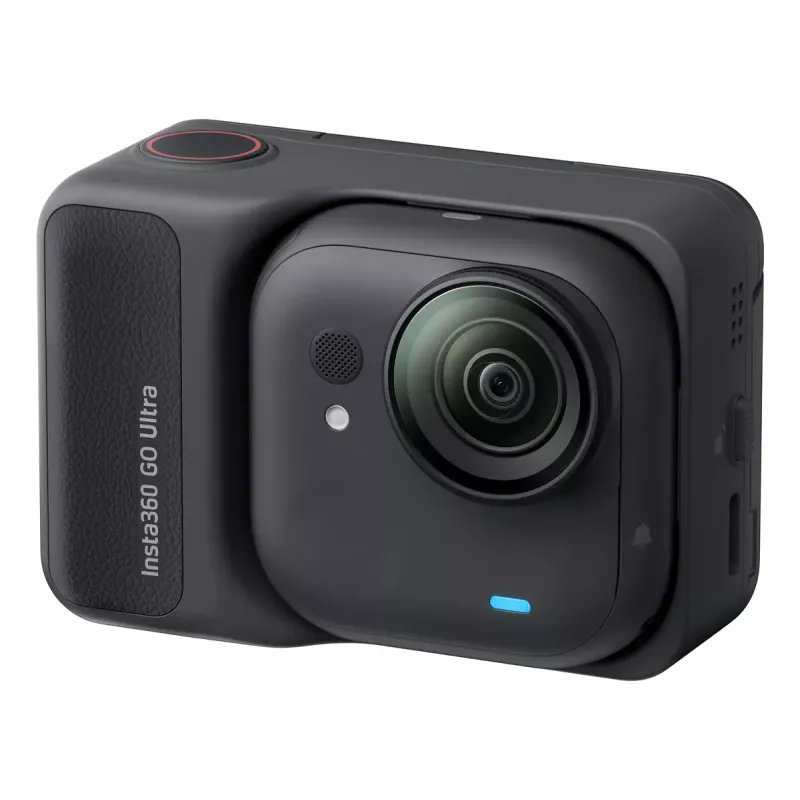Insta360 GO Ultra Standard Bundle cámara de acción, 4K Ultra HD 3840x2880, sensor de 1/1,28 pulgadas, 240 fps, Wi-Fi, Bluetooth 5.4, pantalla táctil abatible de 2,5 pulgadas, MicroSD, 52,9 g, negra