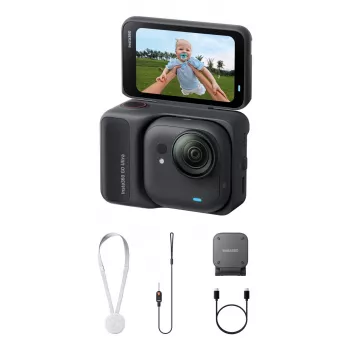 Cámara de acción Insta360 GO Ultra Standard Negra – 4K Ultra HD 3840×2880, sensor de 1/1,28 inch, 240 fps, Wi‑Fi, pantalla integrada, MicroSD, 52,9 g