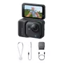 Insta360 GO Ultra Standard Bundle cámara de acción, 4K Ultra HD 3840x2880, sensor de 1/1,28 pulgadas, 240 fps, Wi-Fi, Bluetooth 5.4, pantalla táctil abatible de 2,5 pulgadas, MicroSD, 52,9 g, negra