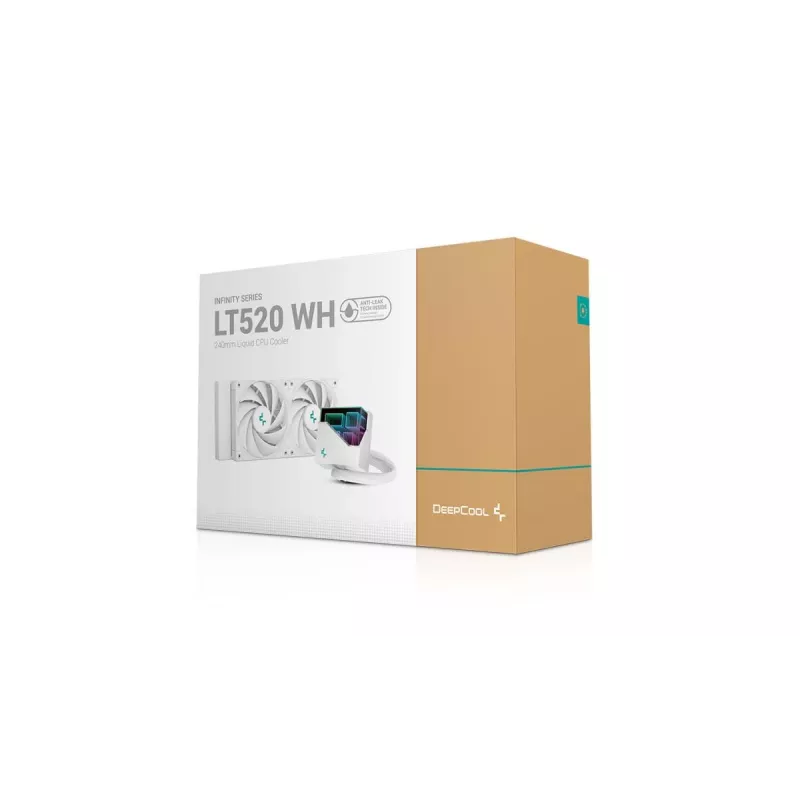 Refrigeración líquida todo en uno DeepCool LT520 WH, blanca, radiador de 240 mm, 2 ventiladores FDB de 120 mm, PWM, compatible con LGA/AM4/AM5/sTR4