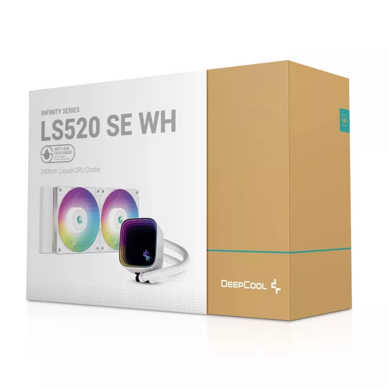 Refrigeración líquida todo en uno DeepCool LS520 SE WH – radiador de 240 mm, 2 ventiladores PWM de 120 mm, blanca, base de cobre