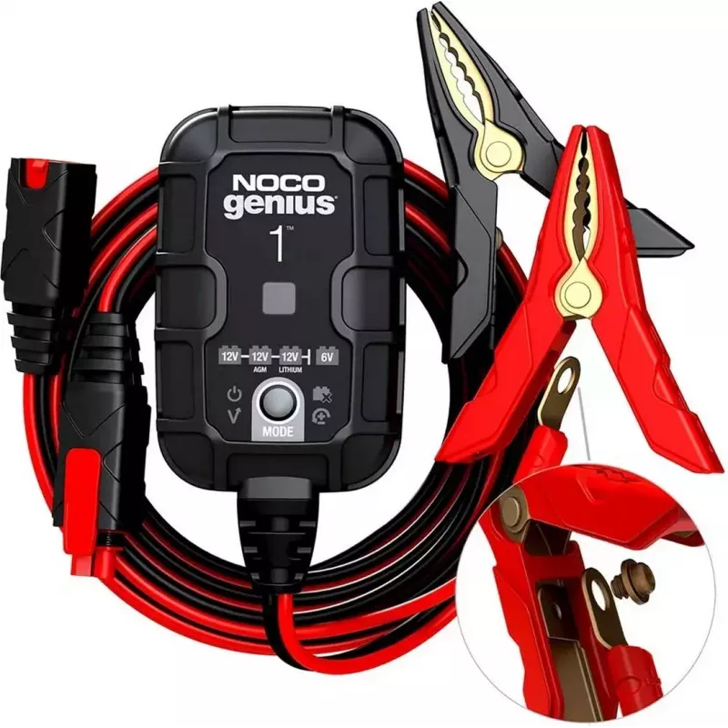 Cargador de baterías NOCO GENIUS1EU 1A cargador inteligente para baterías de plomo-ácido y litio de 12V, diseño compacto
