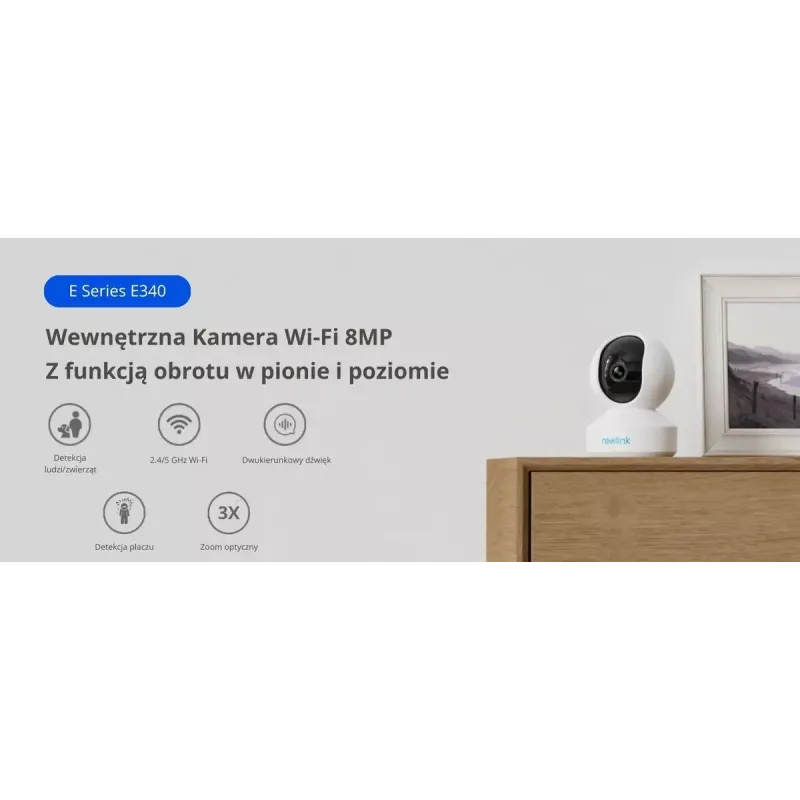 Reolink E340 8MP 4K Cámara de vigilancia WLAN giratoria e inclinable para interior (WCEZ8MP05PTAFW)