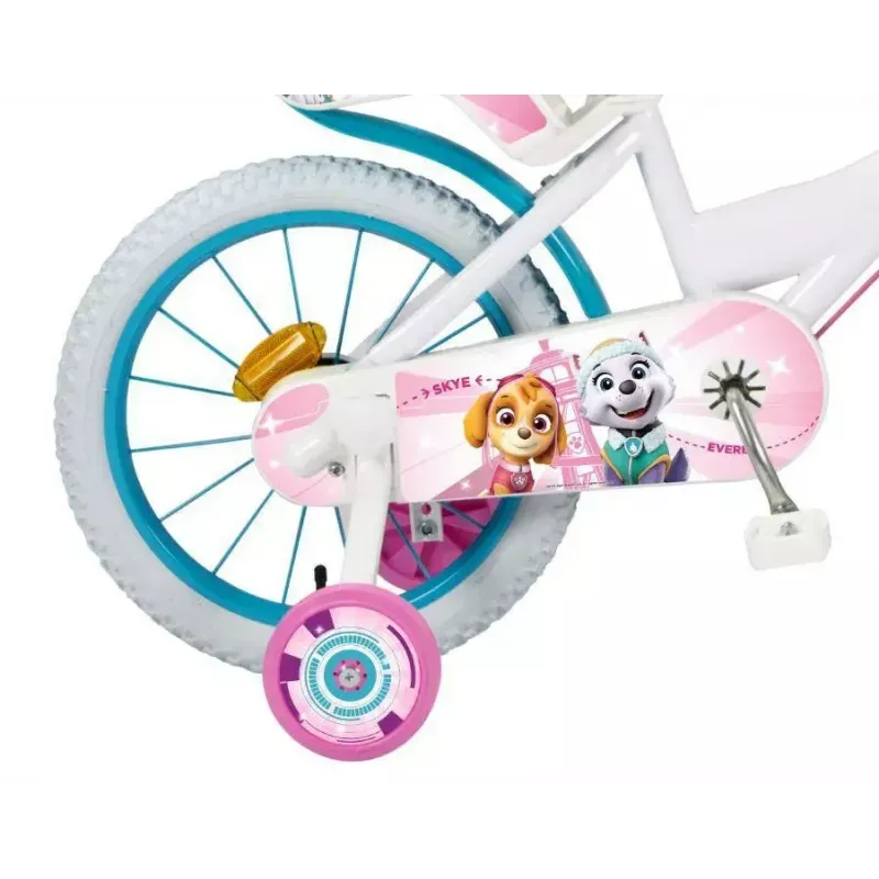 Bicicleta infantil Toimsa 16 inch Modelo 1681 — cuadro de acero, ruedas de 16 inch con aire, frenos de llanta delantero y trasero, con ruedines y cesta (PAW Patrol)