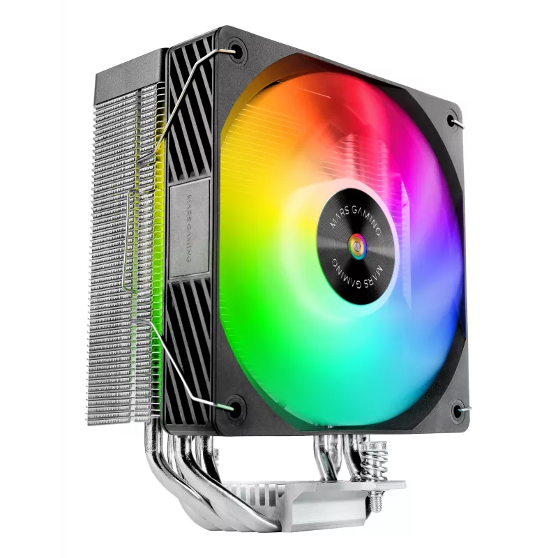 Ventilador de aire TACENS Mars Gaming MCPU-X4ARGB — ventilador ARGB de 120 mm, 4 heatpipes, TDP 220 W, PWM, soporte LGA1200