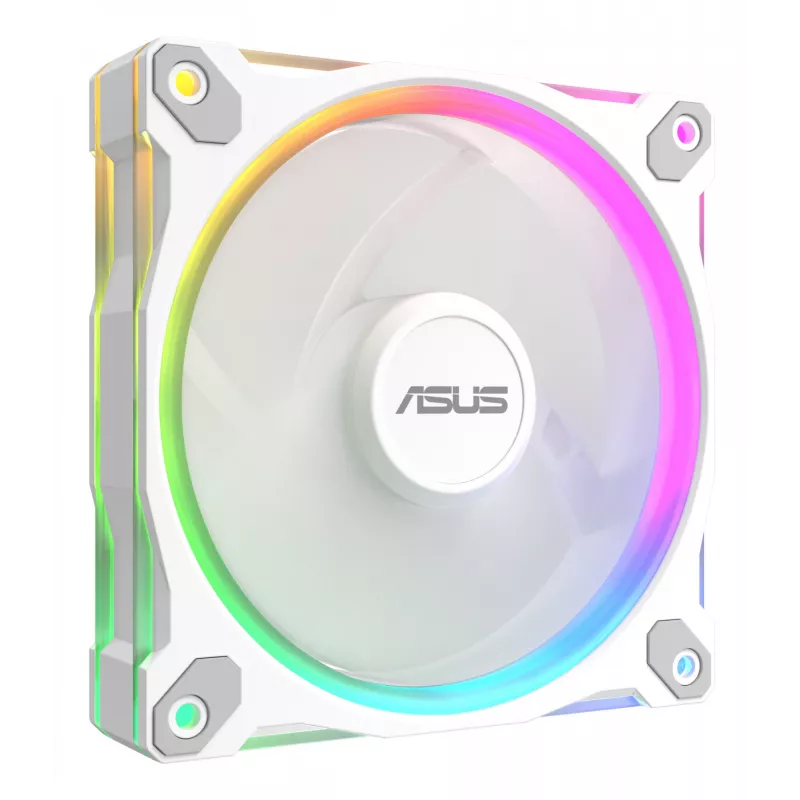 Ventilador para PC de 120 mm ASUS Prime MR120 ARGB Reverse blanco – 1600 rpm, 58 CFM, PWM, cojinete de deslizamiento